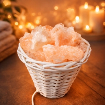 Lampa Solna Nocna Himalajska 2,5 kg Naturalna Sól w Białym Koszu